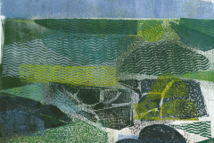Rocks, Sea, Sky, collagraph monotype print, 18" x 18", 2012